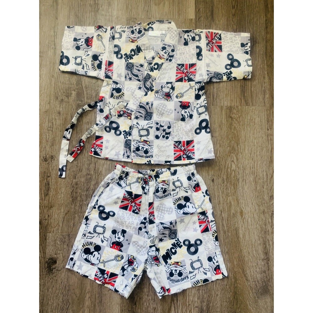 Unisex Kids Jinbei Size 90cm 2T Disney Mickey Mouse Japanese Summer Festival